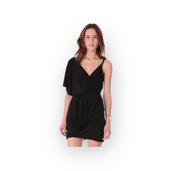 new T-Bags [MISA] ♛ Asymmetrical Draped Bubble Cocktail Mini LBD Dress ♛ Black - Picture 2 of 16